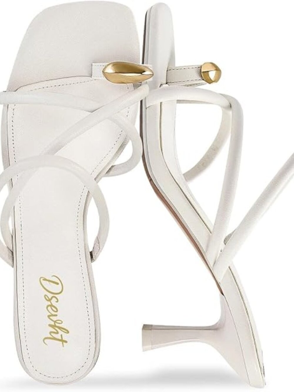 Kitten Heel Sandals Toe Ring Flip Flop Stiletto Low Short Thong Heels Slip On Sq